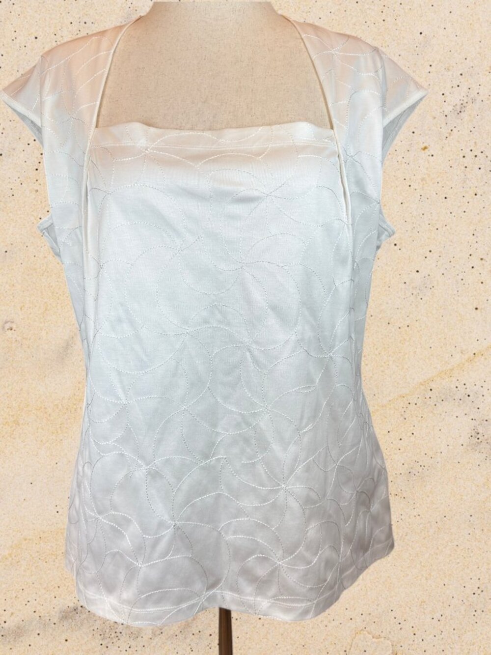 NEW Lafayette 148 New York Giada Cap Sleeve Embroidered Poplin Top XXL White